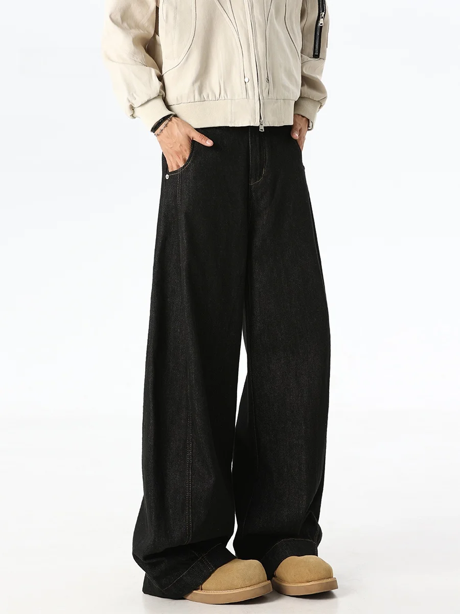 

Wmnm Original Color Denim Knife Men's Jeans Loose Straight Leg Wide Leg Pants Autumn Season American Wa High Waist