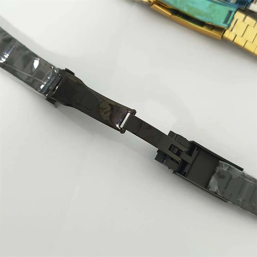 سوار من الفولاذ المقاوم للصدأ لعلبة ساعة 40 مم، سوار معدني بمشبك واحد قابل للطي 20 مم، ملحقات أشرطة الساعات البديلة