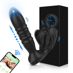 APP Control Male Telescopic Prostate Massager Bluetooth Thursting Butt Plug Anal Vibrator Sex Toys for Men Ass Buttplug 18 Modes