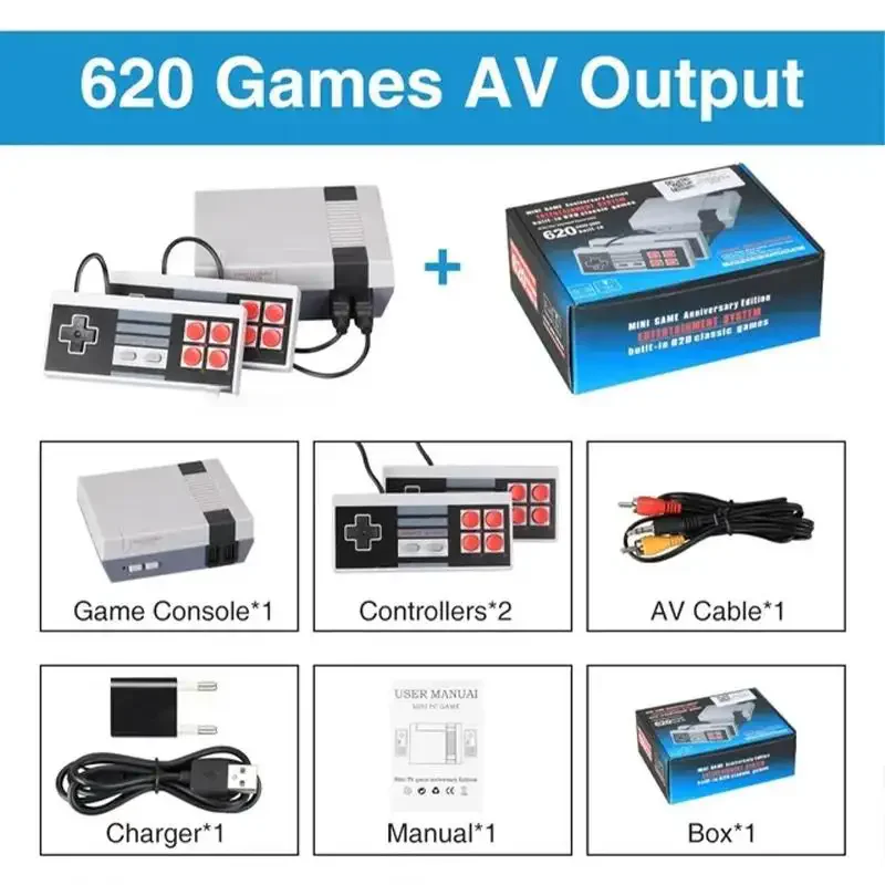 Mini TV Video Game Built In 8-Bit 620 Classic Games Console Handheld Player AV Output Children Video Gaming Consoles Retro Toy