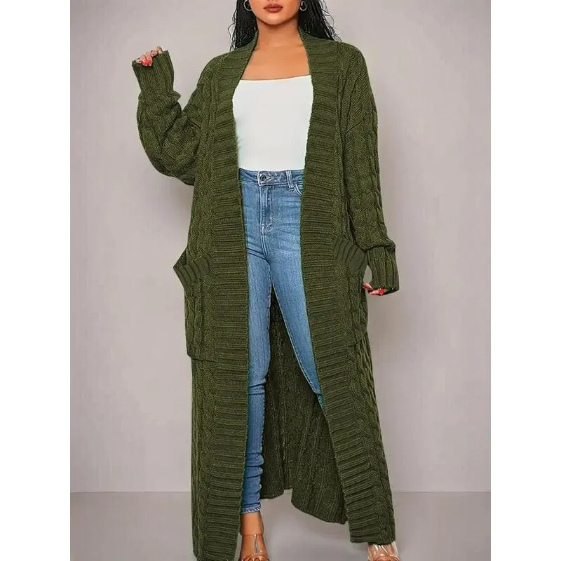 

Twisted Pocket Long Sweater J 22468L Women's Fashion Cross-Border Knittedwear Spring 2026 A-Line Thickened Casual Style