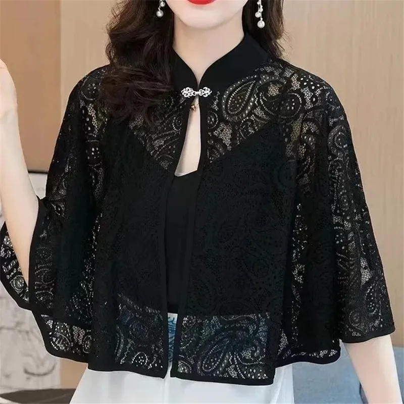 

2025 New Summer Chiffon Sun Protection Shawl Coat Women's Short Jacket Cardigan Loose Top Fashion Dress Cheongsam Shawl Jacket