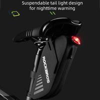A17F-ROCKBROS 0.6L Bike Saddle Bag Waterproof Tail Bag With Tail Light Hanging MTB Road Bicycle Accessories