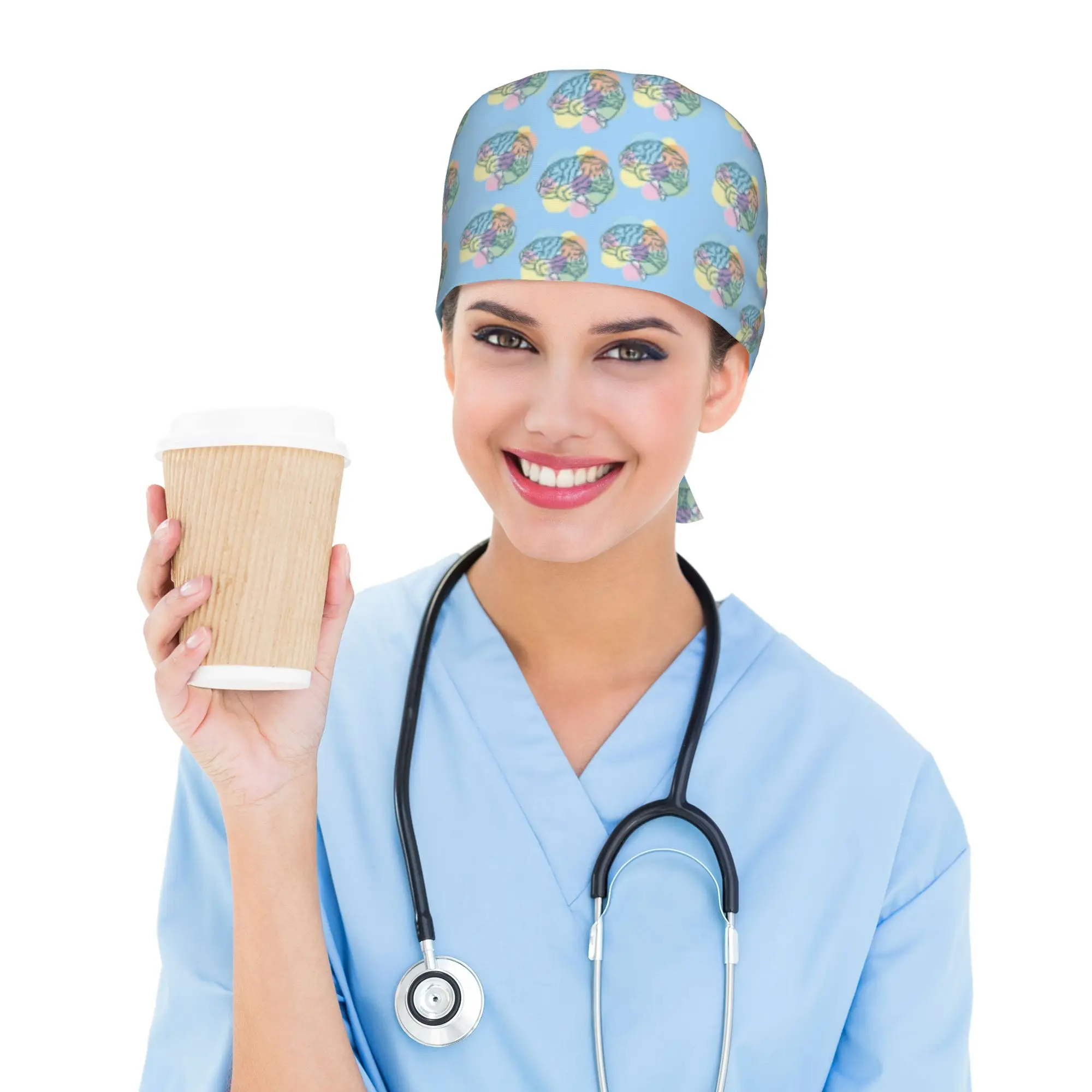 Custom New Brain Working Cap Surgical Hats Men Women  Operating Room Cap Operator Hats Lab Works Hat