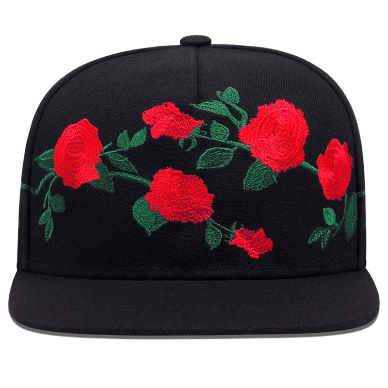 Fashion Fastball Rose Embroidery Hip Hop Baseball Cap Snapback Hat Adult Outdoor Casual Sun Bone Gorras Hats