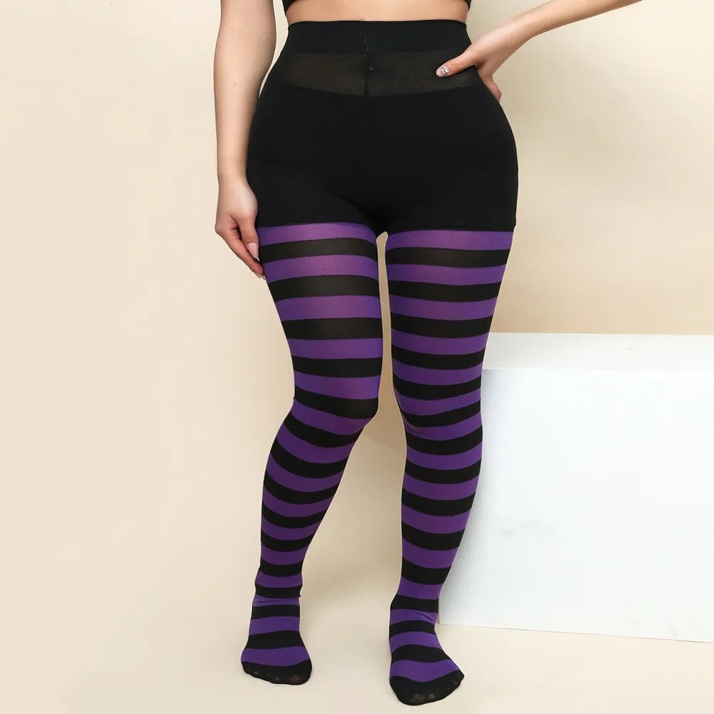 FCCEXIO New Striped Yoga Legging Women Print Goth Style Long Tights Casual Punk Ladies Sport High Waist Workout Elastic Leggings