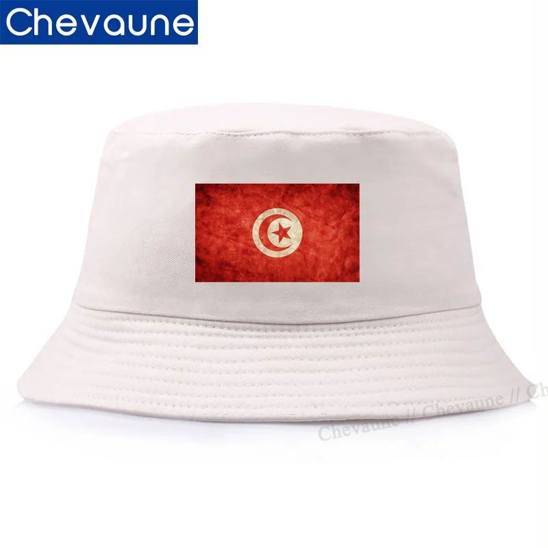 Bucket Hats Tunisia Flag Cool Tunisians Fans TN Retro Flag Print Sun Shade Cool Outdoor Summer Fisherman Caps Patriotic Hats