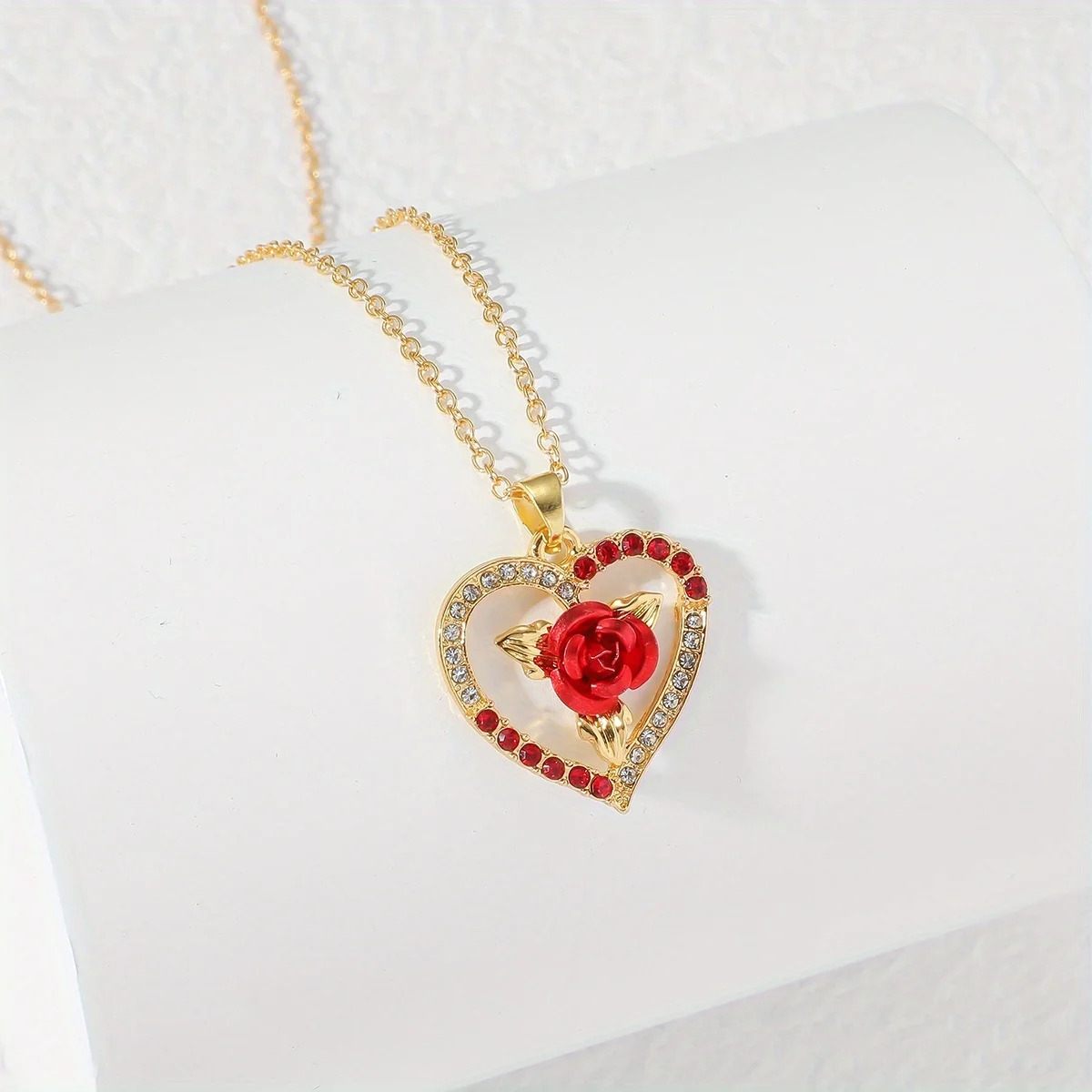 Luxurious Rose Heart Pendant Necklace - A Perfect Gift for The Special Woman in Your Life!Anniversary Party Gifts, Jewelry