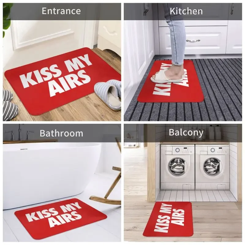 Personalized Kiss My Airs Doormat Mat Anti-Slip Entrance Kitchen Bath Balcony Rug Carpet 40*60cm Toilet Living Room Footpad