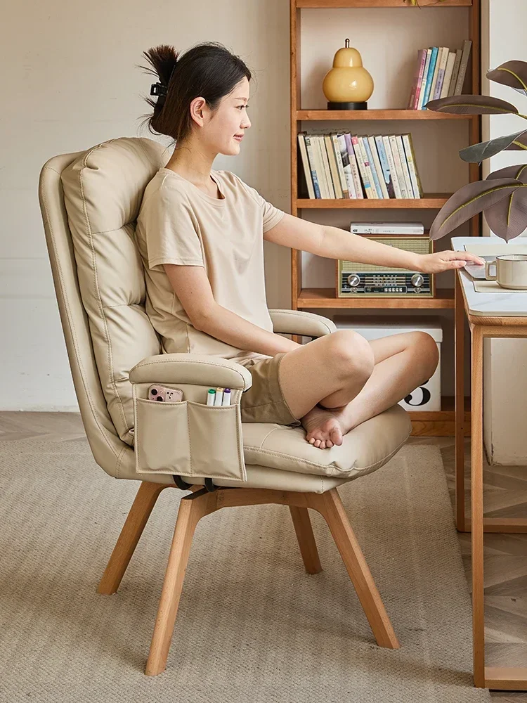 Solid wood rotating computer chair home comfort sedentary single sofa chair study bedroom ergonomic chair