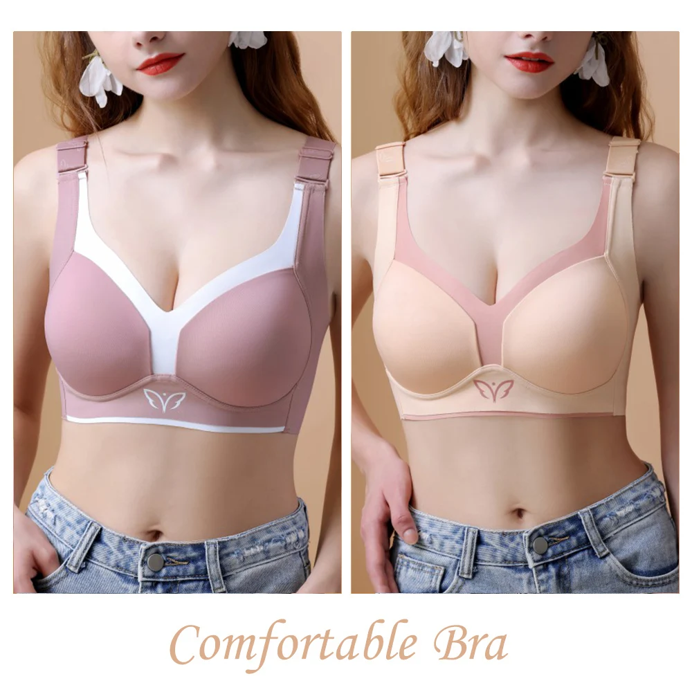 Large Breasts Bra For Women Minimizer Bra Comfortable Push Up CDE Cup Wireless Bras For Sleeping Bosom Plus Size Seamless Bra