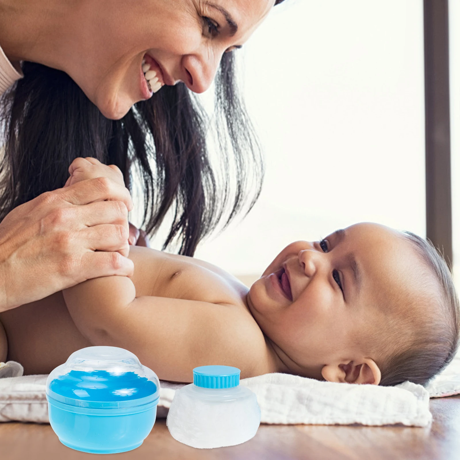 

2 Sets Boxes Infant Talcum Containers Powder Puff Household Use After Bath Body Makeup Puff Box Powder Holders Fresh Skin