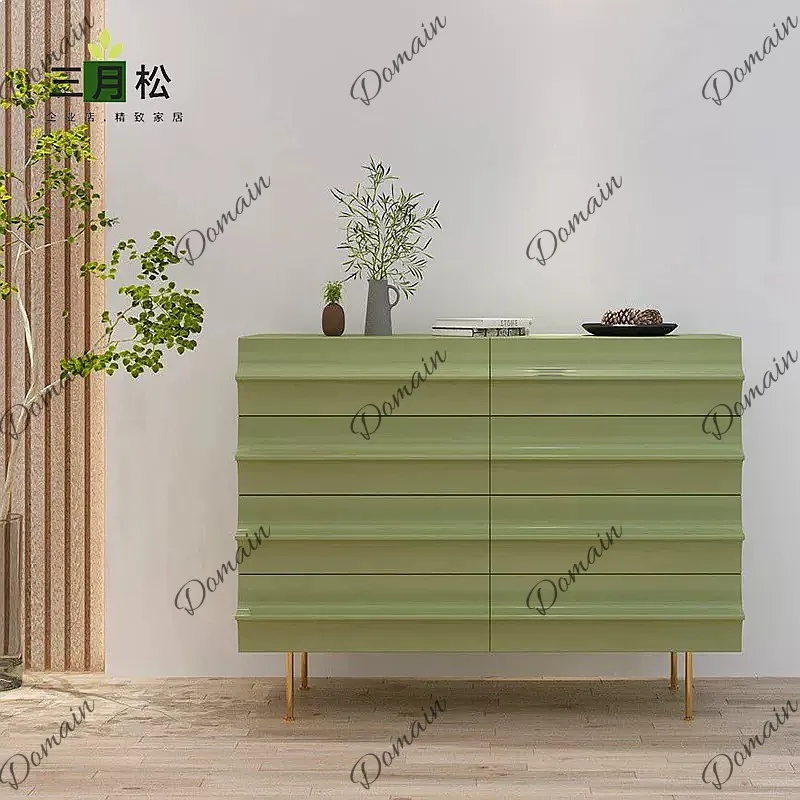 Nordic Luxury Tall 6-Drawer Chest Piano Lacquer Sideboard Creative Storage Cabinet Entryway Furniture