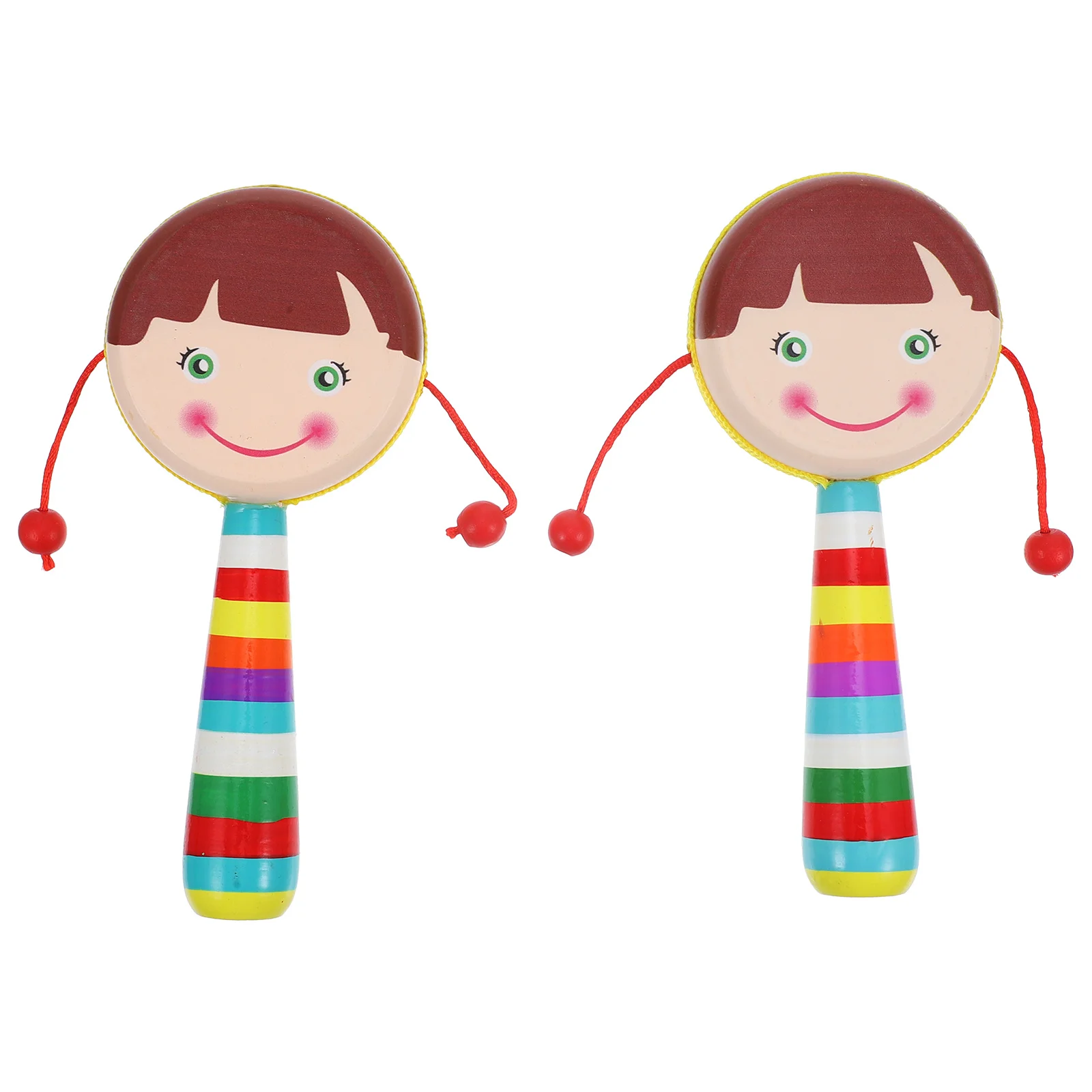 2 個の木製ガラガラ赤ちゃん手持ちシェイクミュージカル軽量安全子供の発達感覚学習ギフト