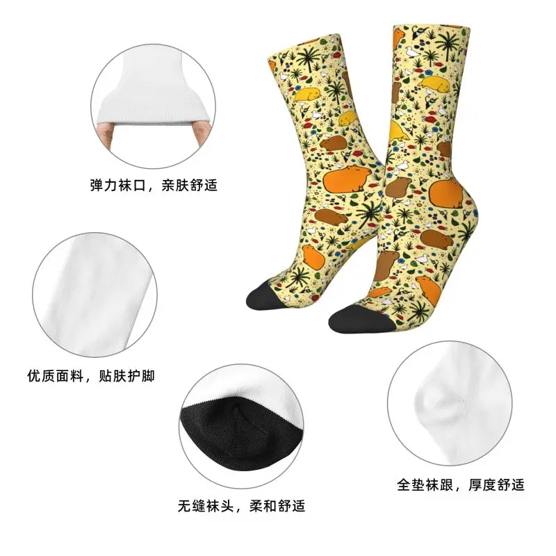Custom Cute Capybara Pattern Mens Crew Socks Unisex Cute 3D Printed Dress Socks