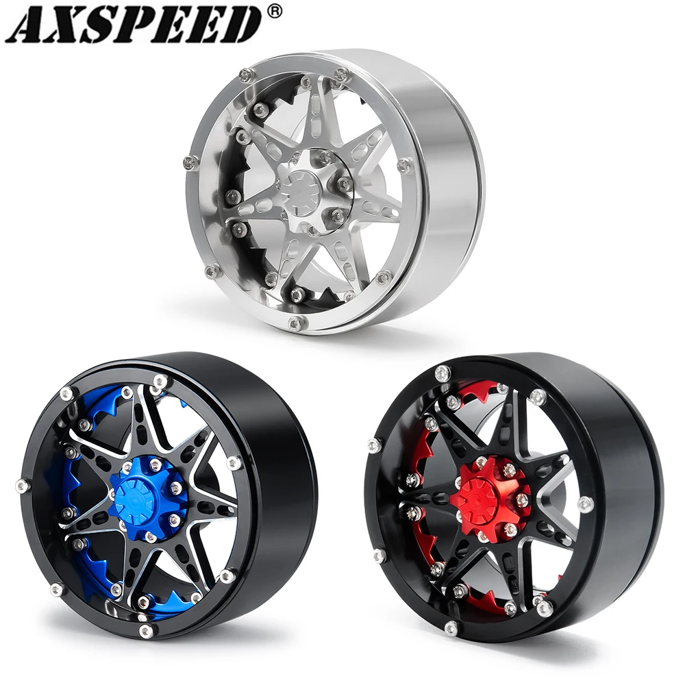 AXSPEED 2.2 Beadlock Wheel Rims Metal 6 Spokes Hub for 1/10 RC Truck Axial SCX10 Wraith RBX10 TRX4 TRX6 Hammer Rey 4WD Parts