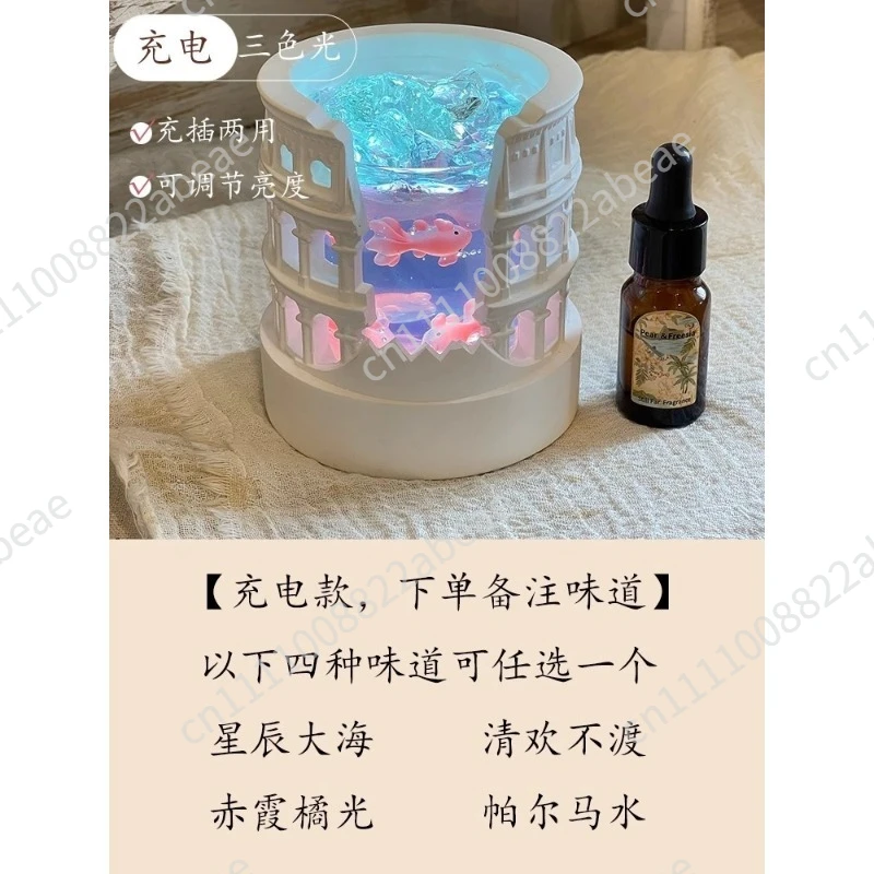 Flameless Crystal Stone Diffuser with Soft Night Light,Indoor Fragrance Display Ornament for Bedroom,Office,Study