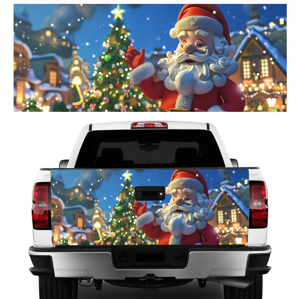 Anime Santa Claus Christmas Day Print Car Tail Trunk Protect Vinly Decal Auto Accessories Hood Decor Sticker for Off-road Pickup