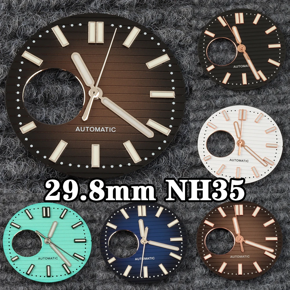 

NH35 Dial Hands 29.8MM Fit Nautilus Dial Green Luminous Watch Accessories Replace Parts For NH38 Automatic Movement NH35 Face