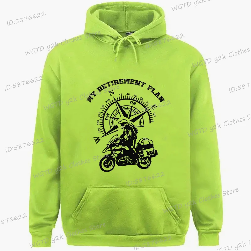 Funny Motorcycle Print Men Hoodies My Retirement Plan Compass Motorcycle Fashion Sweatshirts Gift for Sportbike Lover Hoodies