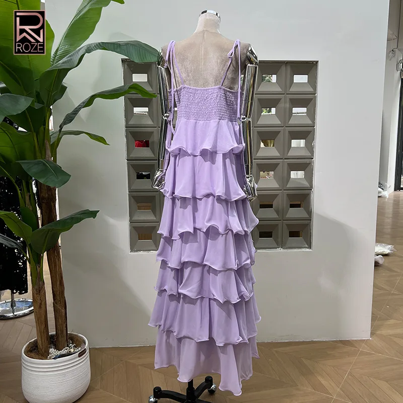 "Vestido maxi feminino em camadas com contas – vestido espartilho simples de cor sólida com faixa na cintura