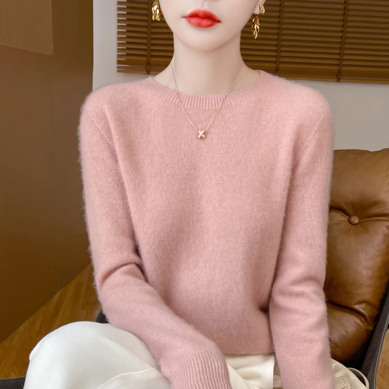 Woolen Sweater Round Neck 2024 Women's Autumn and Winter New Soft VersatileTop Casual and Fashionable Outerwear Top