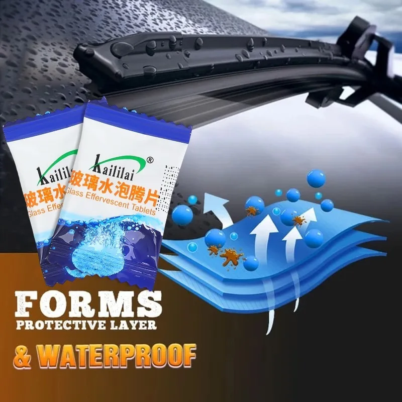 Automotive Effervescent Glass Cleaner Tablet Windshield Washer Fluid Solid Concentrate Safe Driving Clear View Dirt Remover Pack - Image 4