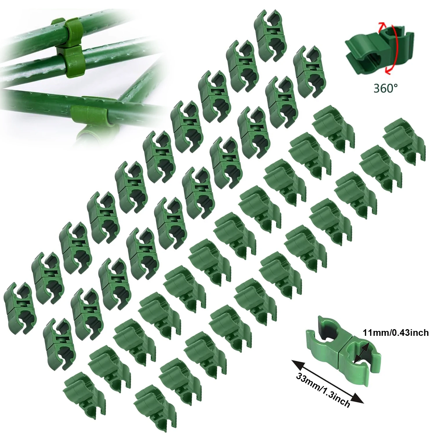 مشابك دعم النباتات البلاستيكية العالمية (10 قطع، 8-20 مم) - دعامة ثابتة للبستنة لنباتات التسلق وأعمدة الزهور