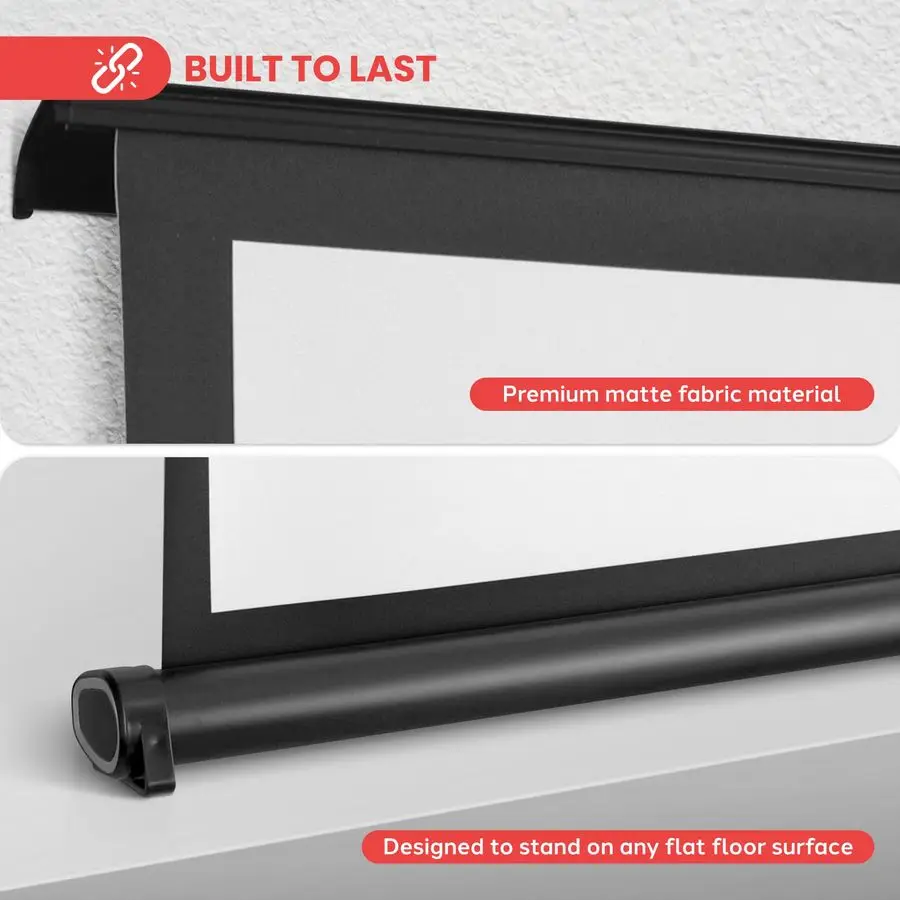 Portable Projector Screen Mobile Projection Screen Stand, Lightweight Carry amp Durable Easy Pull Out System for Schools Meeting