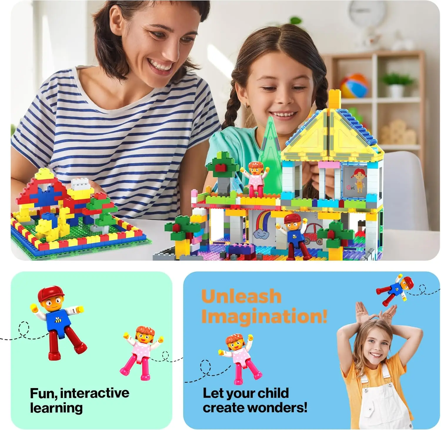 طوب وبلاط مغناطيسي للأطفال ، تظاهر باللعب ، تعلم بطوب قابل للعكس ، سبورة بيضاء ، شارع الطاولة ، مونتيسوري ،