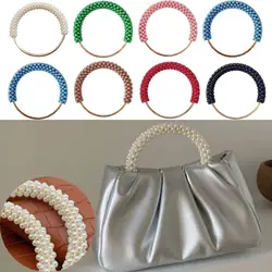 Hot Sale Pearl Accessories For Handbags DIY Women's Braided Bag Handles Metal Round Bag Frame Handmade Handles For Women's Bags