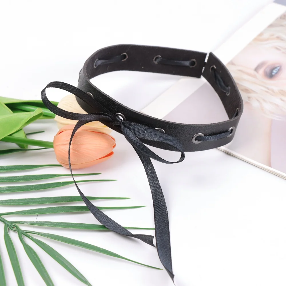 Collier ras du cou en Faux cuir à lacets, Style Harajuku, Sexy, décoration rétro Punk gothique, adapté aux femmes et aux filles, bijoux cadeau