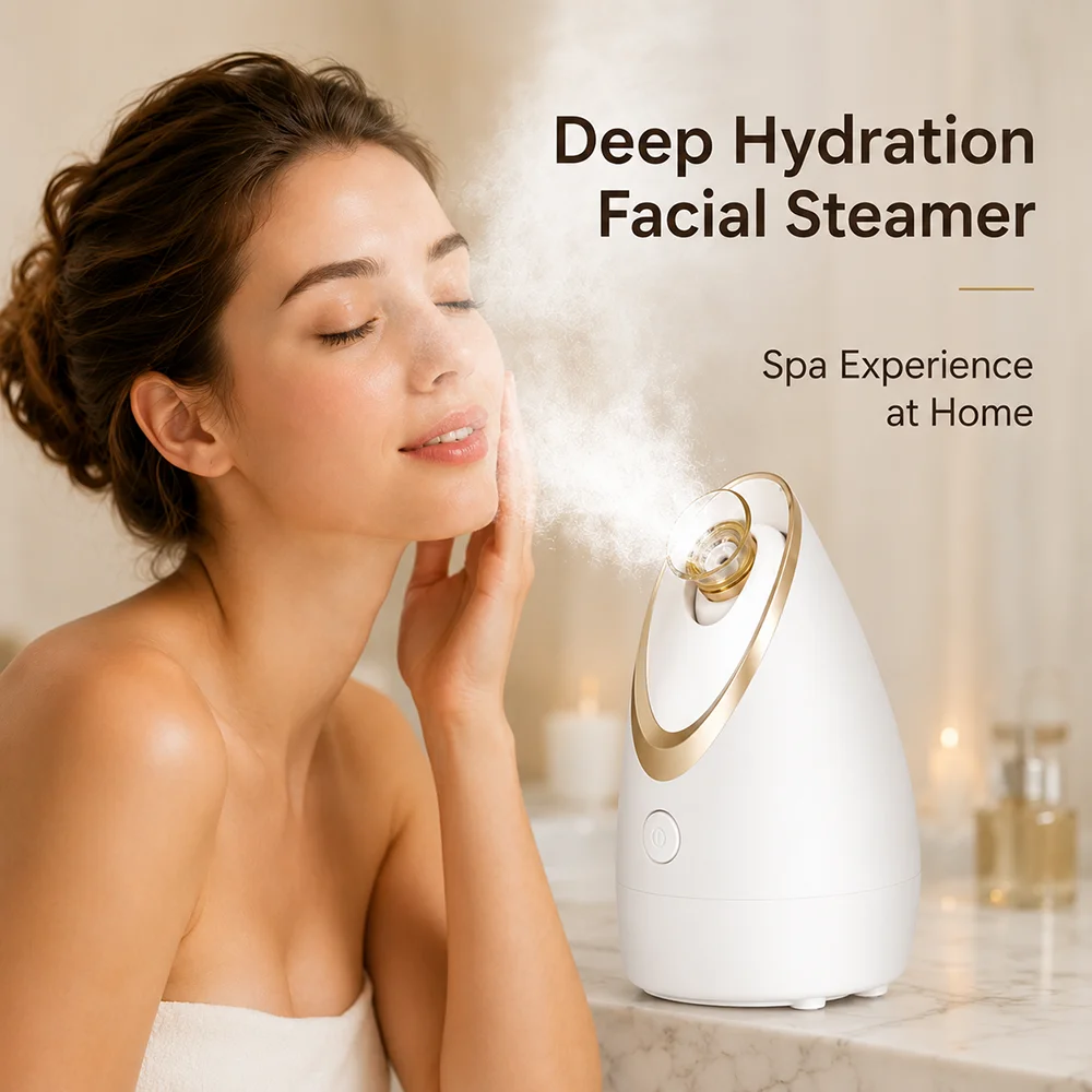 KSKIN Facial Steamer Portable Warm Mist Sprayer Home Spa Deep Hydrating Moisturizing Pore Cleansing Facial Skin Care Device