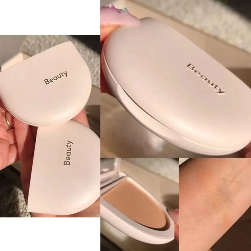 Moda quente luz bege configuração pó natural controle de óleo maquiagem configuração tom da pele pó com espelho maquiagem requintada