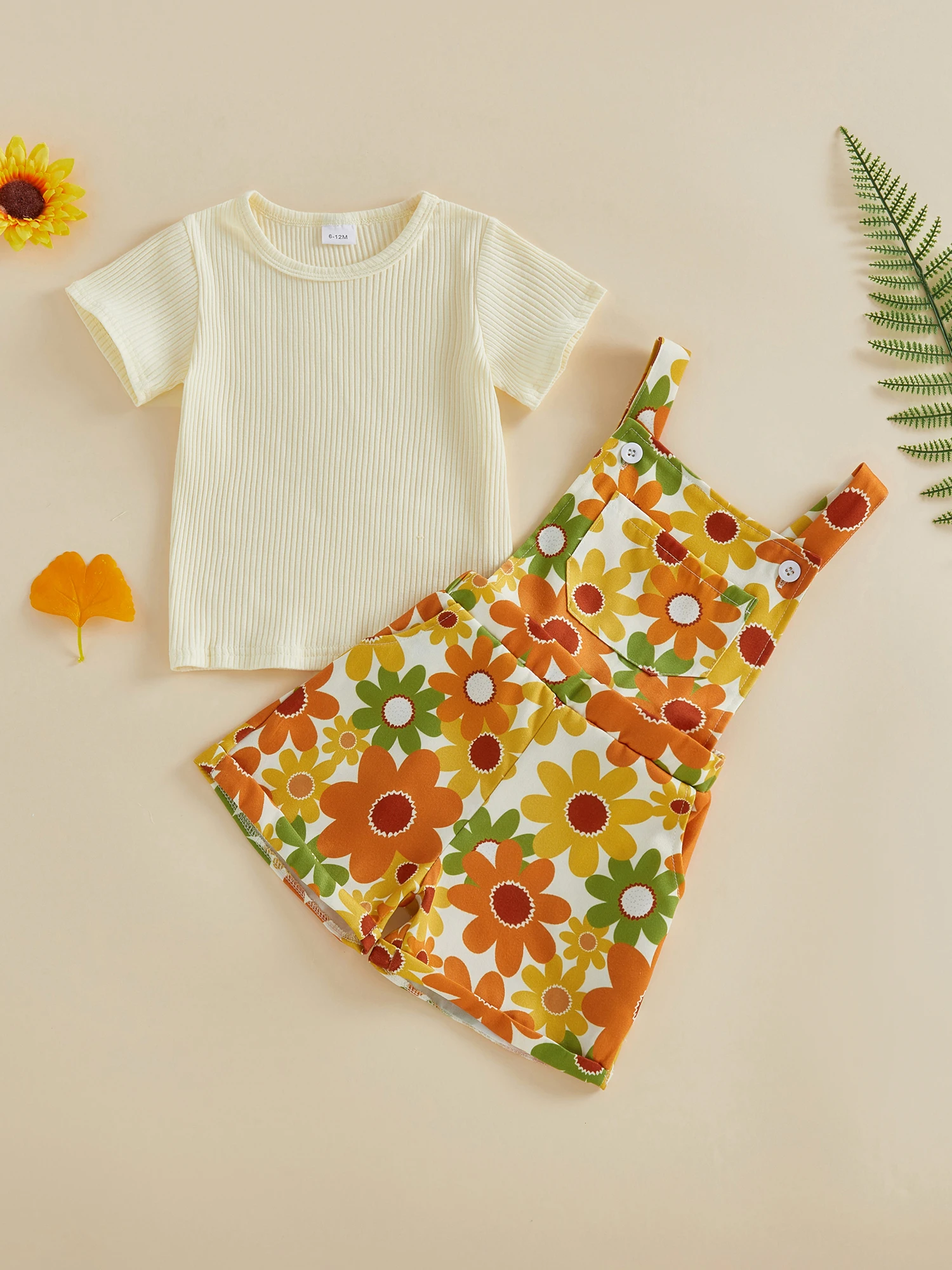 

Adorable Infant Girl Floral Print Romper with Ruffle Sleeve and Matching Headband 2 Piece Set for Summer Fun