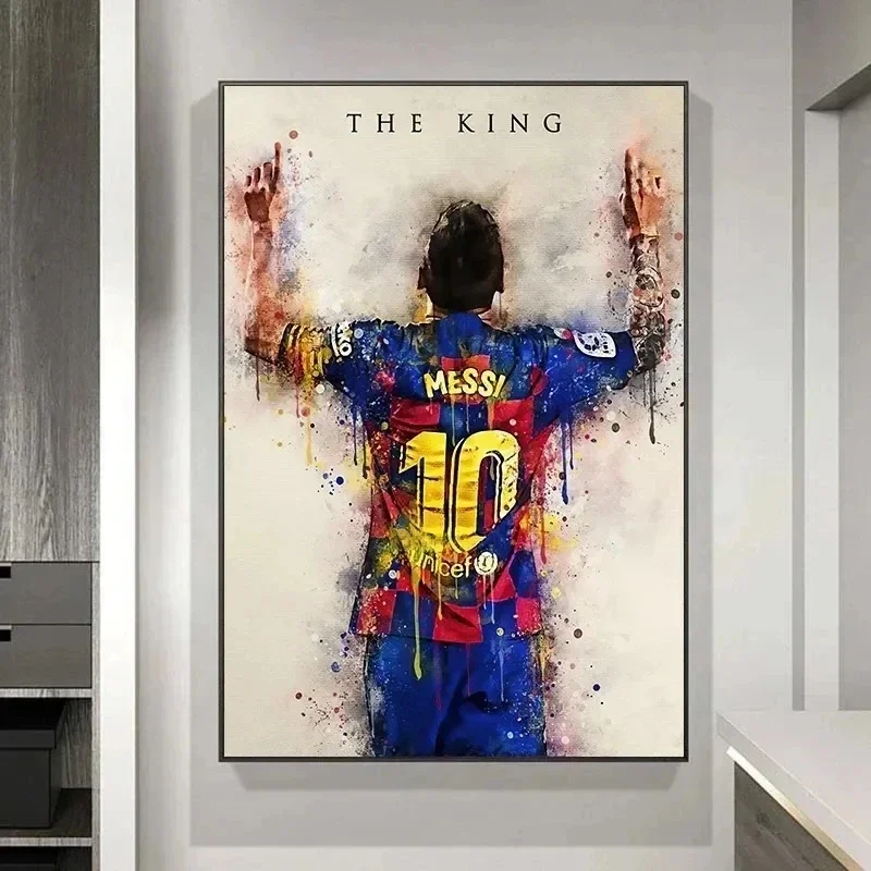 Messi Football Star Poster, Decorative Painting, Canvas Painting Modern Home Wall Art, Gér Soumis Room Decor, Aesthetic