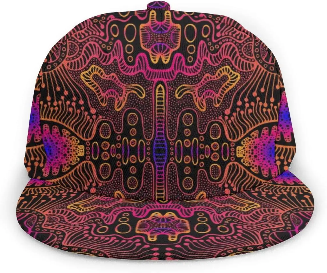 Space Psychedelic Trippy Abstract Flat Bill Brim Cap, Cool Hip Hop Trucker Hat Men Women Adjustable Baseball Caps