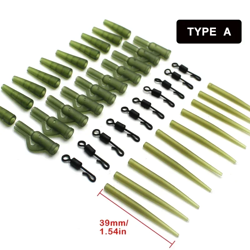 40pcs/Set Carp Fishing Safety Lead Clip Rig Tail Rubber Swivels For Carp Fishing Rigs Kit Carp  Coarse Fish Tackle Accessories