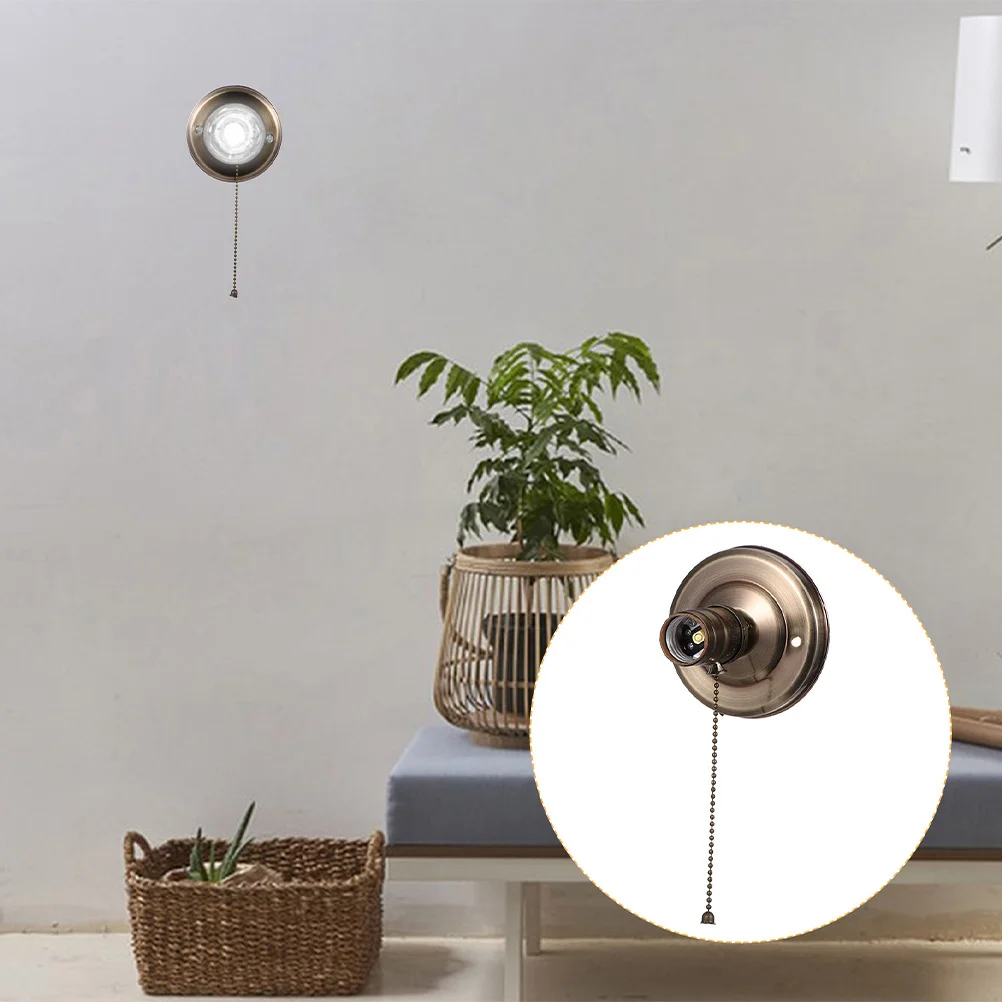 

2Pcs Vintage Lamp Holders E27 Pull Chain Light Socket Retro Wall Mount Fixture DIY Pendant Light Parts Ceiling Lamp Holder