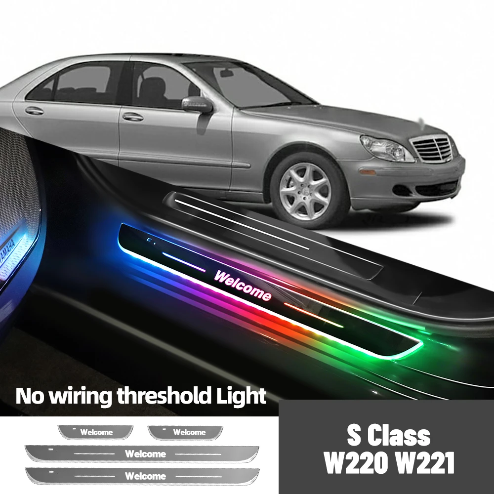 

For Mercedes Benz S Class W220 W221 1998-2013 Car Door Sill Light Customized Logo LED Welcome Threshold Pedal Lamp Accessories