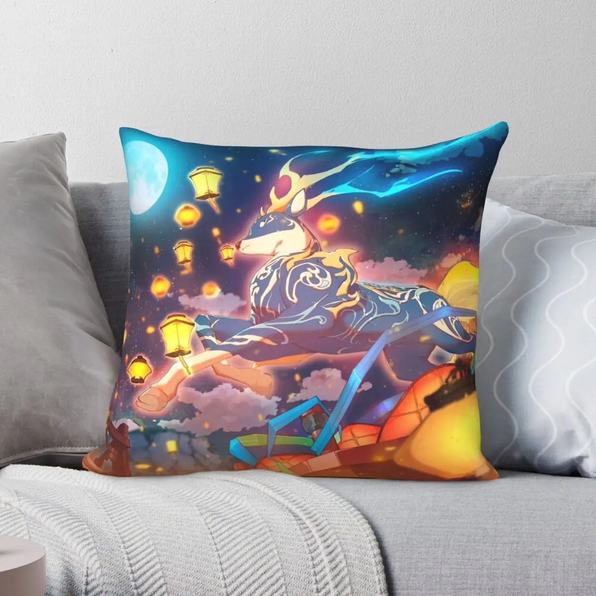 Anime Paimon Game 2020 Pillowcase Polyester Linen Velvet Printed Zip Decor Bed Cushion Cover