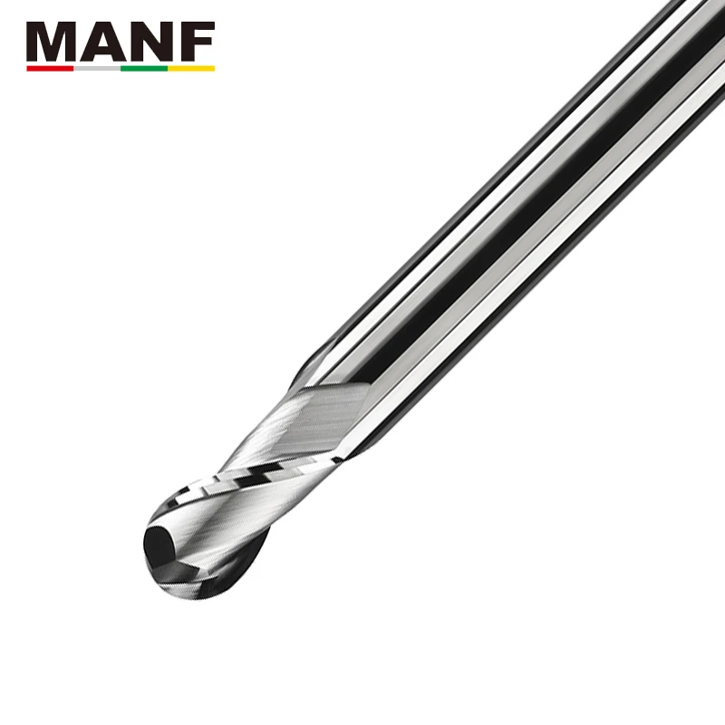 MANF 2 Flute HRC55 3mm 6mm CNC Aluminium End Mill Nice Ball Nose End mills Good Finish Tungsten Carbide Sprial Milling