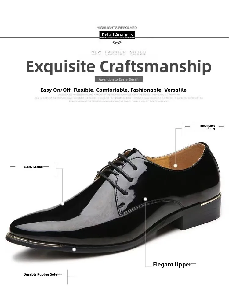 Italian Oxford Patent Leather Men's Dress Shoes Full Side Profile