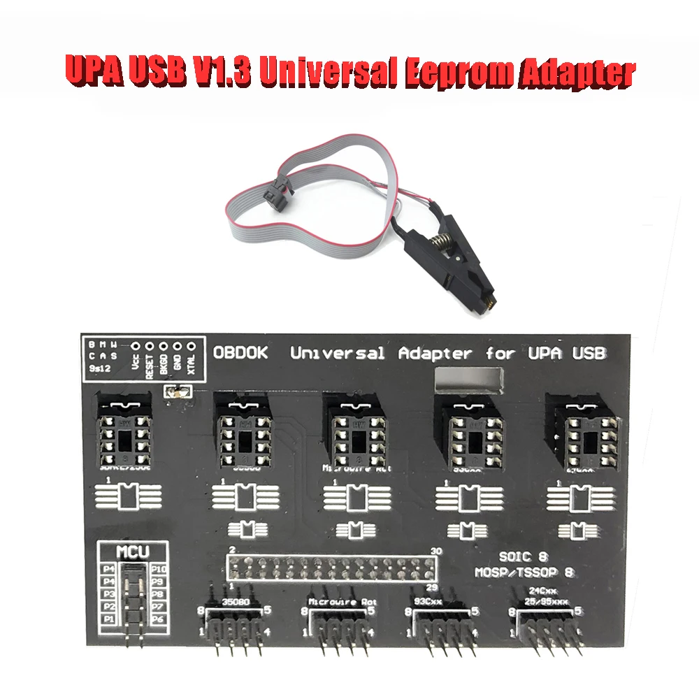 UPA USB V1.3 Universal Eeprom Adapter With 8 Soic Clip Cable For UPA ECU Programmer S I2C/SPI Microwire Eeprom Programming