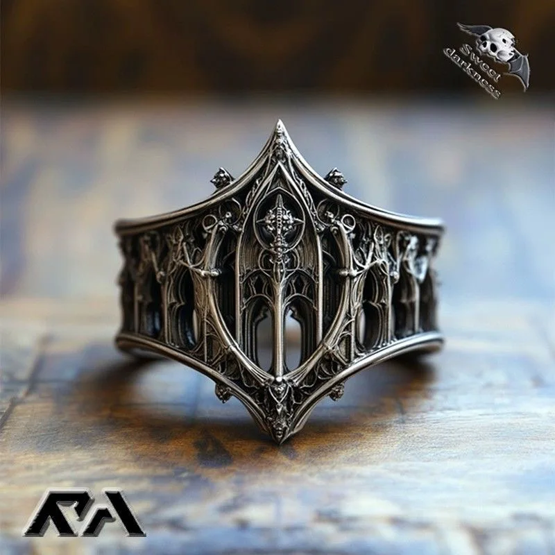 Nuevo anillo gótico clásico Vintage, anillo de personalidad de Castillo de regalo de vacaciones creativo de moda