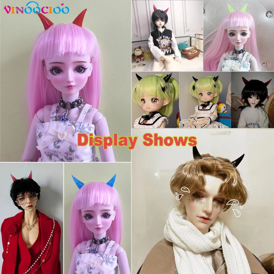 1/4 1/3 boneca bjd acessórios de cabeça resina diy demônio chifres animal orelha cocar 45cm 60cm boneca bjd diabo chifres