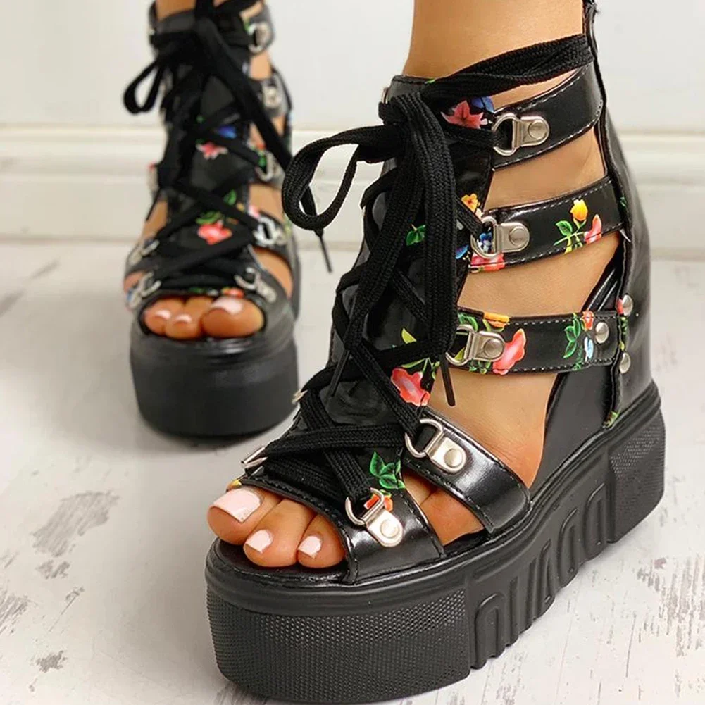 

Leisure Wedges Women's Shoes 2025 Summer Shoes Women Sandals Platform Shoelaces High Heels Casual Shoes Woman Sandals