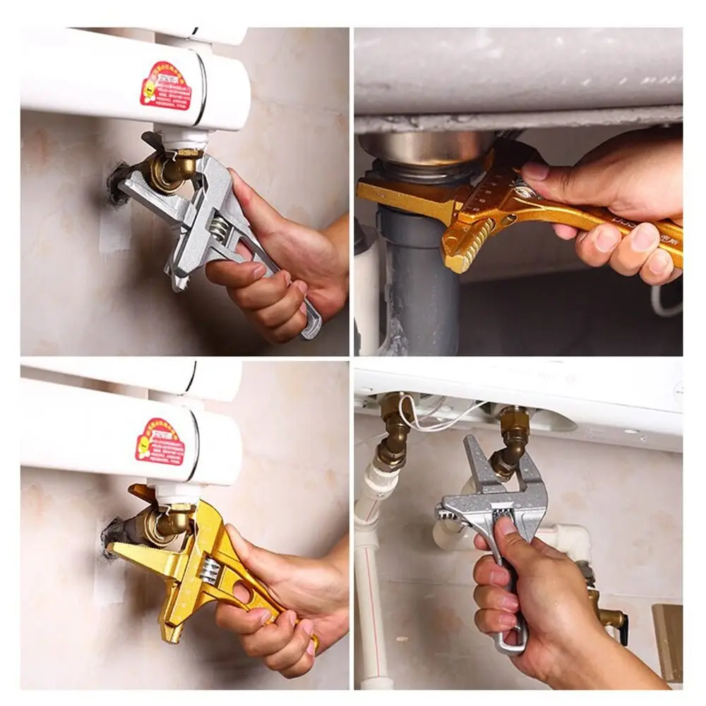 Short Handle Adjustable Wrench Adjustable High Hardness Bathroom Pipe Spanner Universal Multi-Function Plumbing Wrench