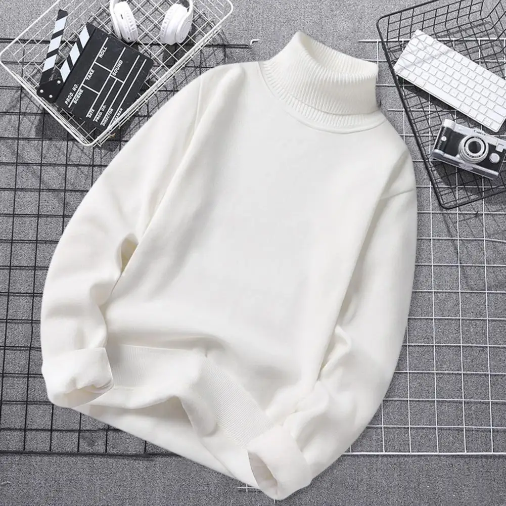 

Men Turtleneck Sweater Winter Warm Men Sweater Men's Turtleneck Sweater with Fleece Lining Slim Fit Solid Color for Autumn