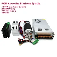 CNC Air-cooled Spindl ER11/ER16 Collet 500W/300W Brushless Spindle Motor Engraving Machine 48V Power Supply Driver +52mm Clamp